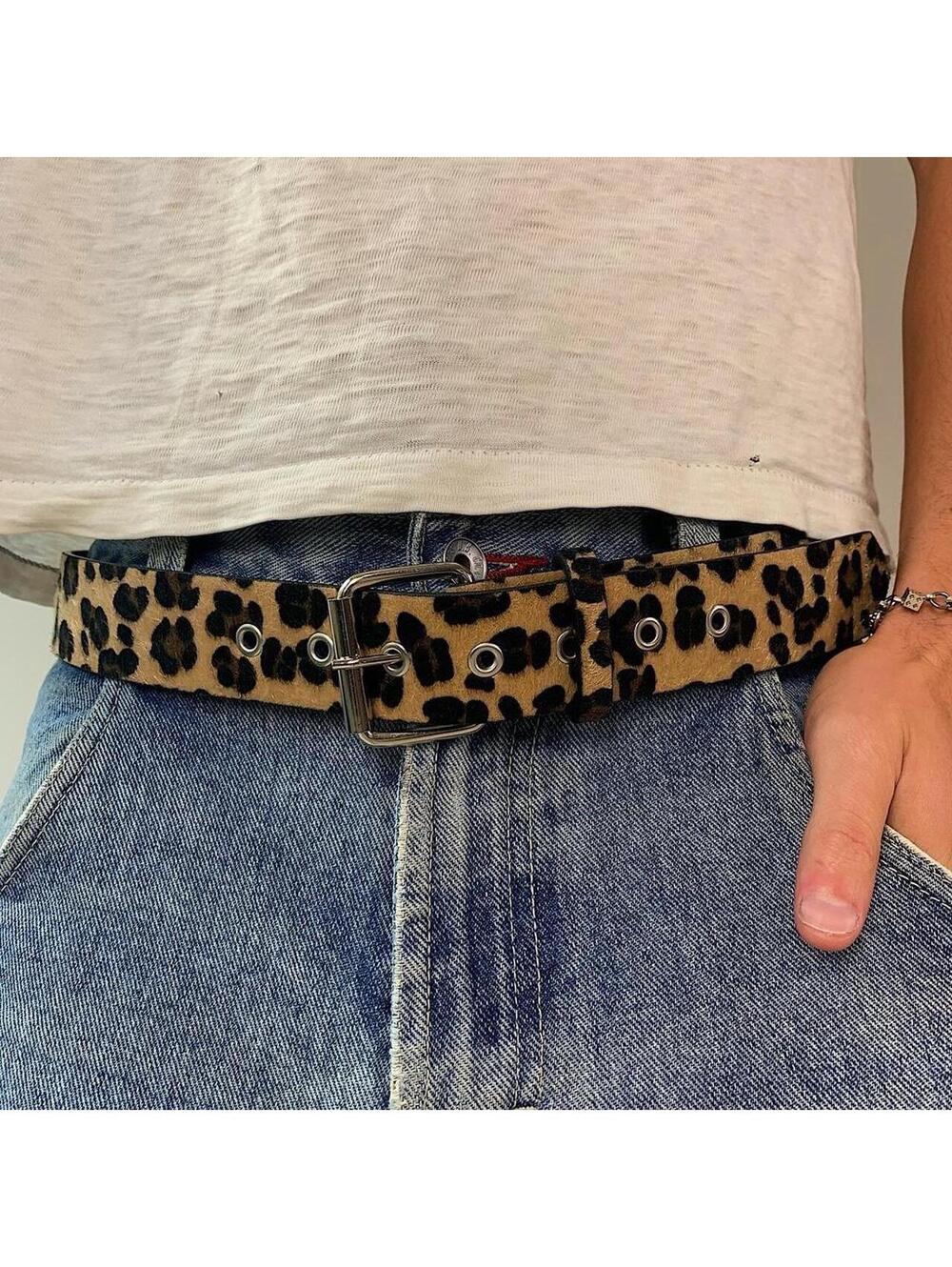 Cyber Bullet belt Cheetah Fur studded vintage y2k style. Cool grunge/punk look - Picture 6 of 8